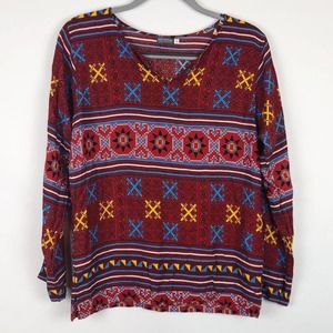 EARTHBOUND trading co long sleeved slit neck top